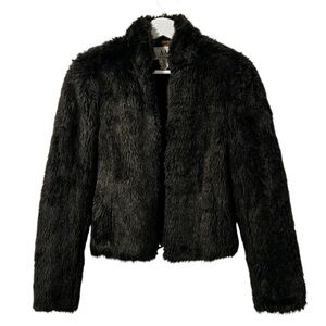 Armani Exchange Faux Fur Teddy Dark Brown Coat Jacket Size XS
